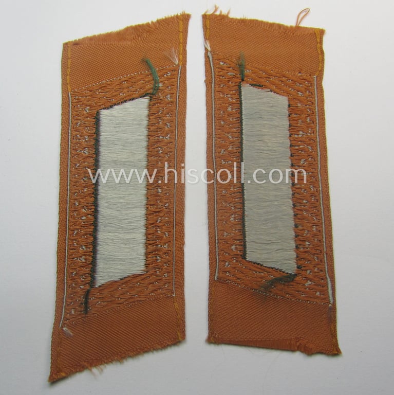 Pair of (entirely!) 'BeVo'-woven, NCO-pattern 'Ostvölker'-collar-tabs as was intended for a 'Nord-Kaukasischer' volunteer within the 'Deutsche Wehrmacht' (ie. 'Zugführer' within the: 'Nord-Kaukasischer Legion')