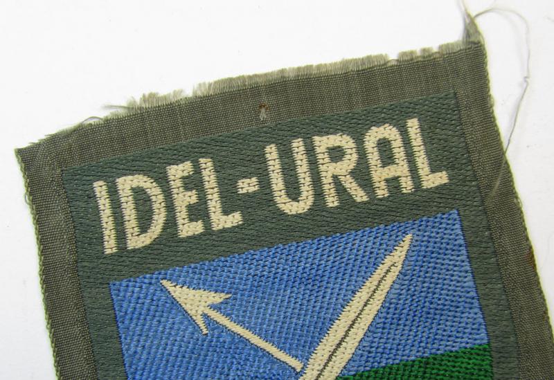 Attractive, 'BeVo'-pattern armshield entitled: 'Idel-Ural' (being a 'virtually mint- ie. unissued' example as was intended for a volunteer who served within the 'Deutsche Wehrmacht' ie. within the 'Volga Tartar Legion')