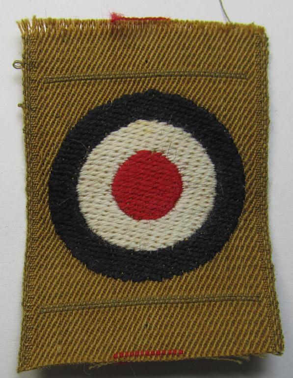 Superb - and very rarely encountered! - replacement-piece: a WH (Heeres) 'tropical-issued' cocarde (of the first pattern!) as was used on the tropical side- (and/or 'M41'-type) caps as executed in neat 'BeVo'-weave pattern