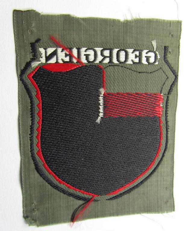 'BeVo'-type armshield entitled: 'Georgien' (being a 'virtually mint- ie. unissued' example as intended for a volunteer who served within the 'Deutsche Wehrmacht' ie. within the 'Georgisches Legion')