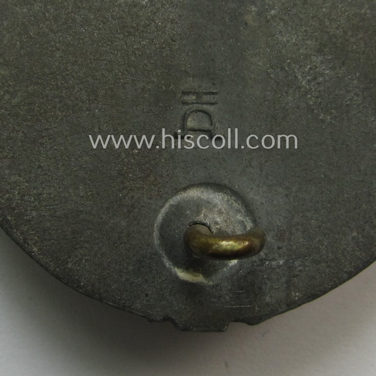 'Panzerkampfabzeichen in Silber' being a neatly maker- (ie. 'HA'-) marked- and/or typical zinc- (ie. 'Feinzink'-) based specimen as was produced by the desirable 'Hersteller' (ie. maker): 'Hermann Aurich'