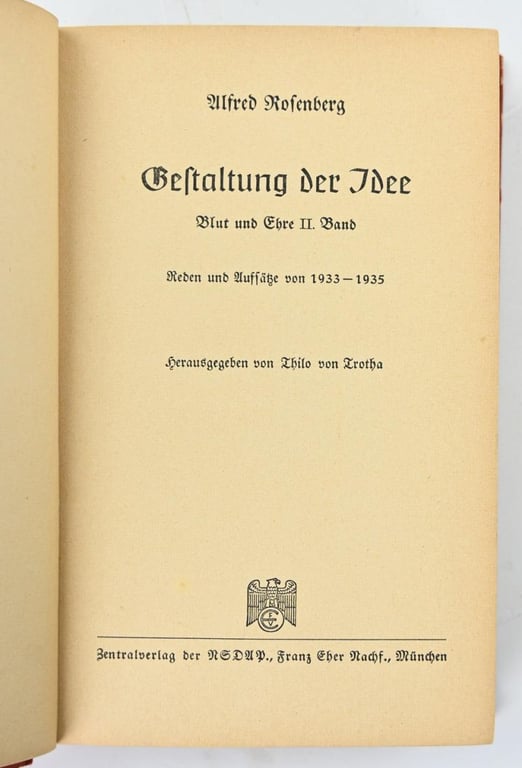 German Book 'Gestaltung der Idee' Alfred Rosenberg