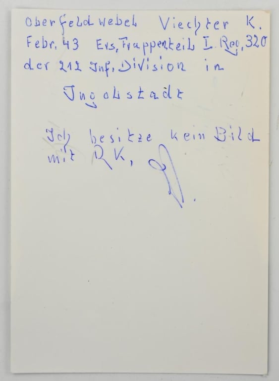 Signature of Wehrmacht Heer KC Recipient 'Korbinian Viechter'