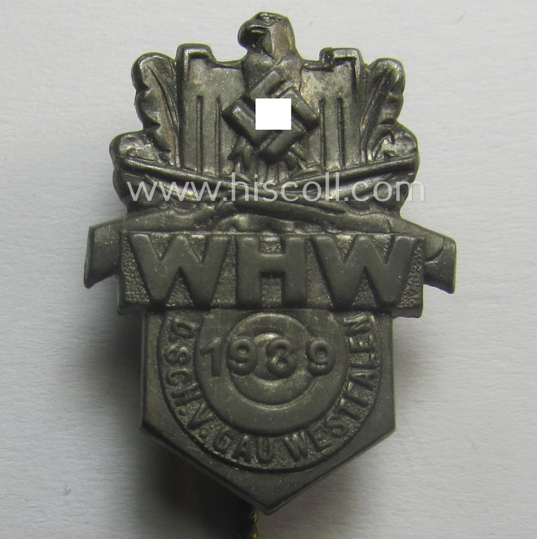 WHW- (ie. 'Winterhilfswerke'- ie. 'Opferschiessen'-) related commemorative lapel-pin entitled: 'WHW - D.Sch.V. - Westfalen 1939'