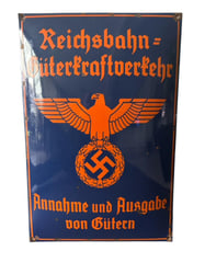 Enamel sign "Deutsche Reichsbahn Motor Vehicle Goods Office"...