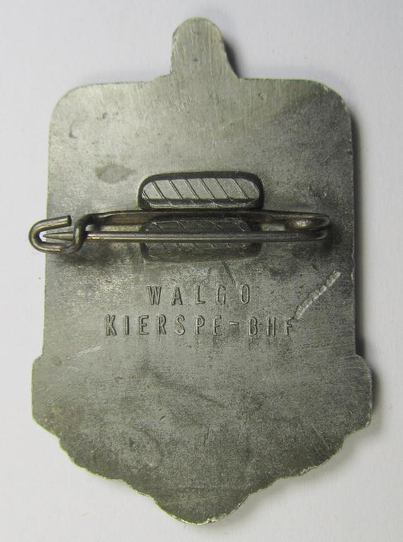 Detailed and pronounced, silverish-grey-coloured, N.S.D.A.P.-related day-badge (ie. 'tinnie' or: 'Veranstaltungsabzeichen') as was issued to commemorate the: 'Gautag Westfalen Süd - Dortmund - 19.-21.6.1936'