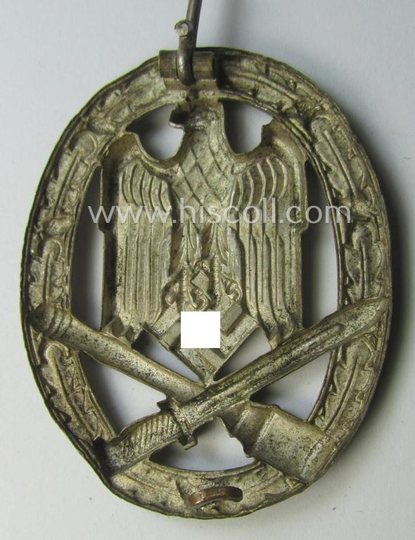 'Allgemeines Sturmabzeichen' (or: General Assault Badge ie. GAB) being a (typical!) unmarked, 'Buntmetall'-based- and/or 'hollow-back'-specimen as was produced by the: 'Wilhelm Deumer'-company