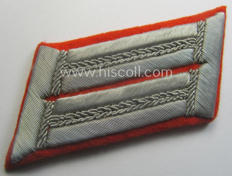 Pair of WH (Heeres) officers'-type, so-called: 'Waffenrock'- (ie. dress-) collar-tabs (ie. 'Kragenspiegel') as was intended for an officer serving within an: 'Feldgendarmerie-Abts. o. Akademie'