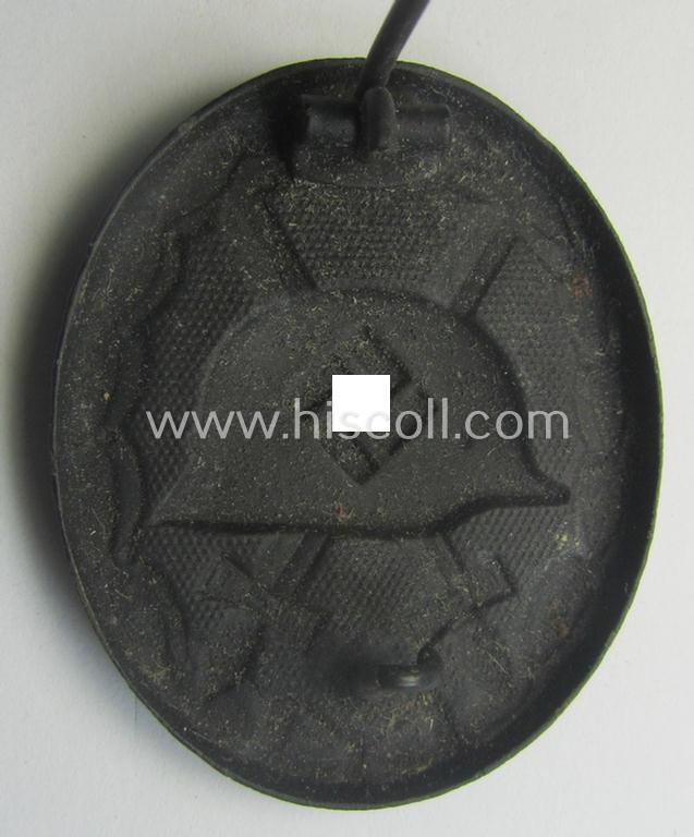 Hardly used- nor worn, black-class wound-badge (or: 'Verwundeten-Abzeichen in Schwarz') being a typical magnetic and/or non-maker-marked example