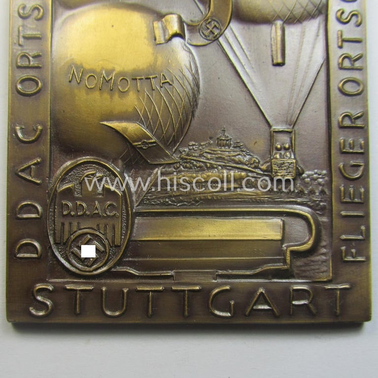 D.L.V.- (ie. D.D.A.C.-) related plaque (ie. 'Erinnerungs- o. nichttragbare Plakette') as  issued to commemorate a specific rally entitled: 'Ballonverfolgung 1935 - DDAC Ortsgruppe / Flieger Ortsgruppe - Stuttgart'