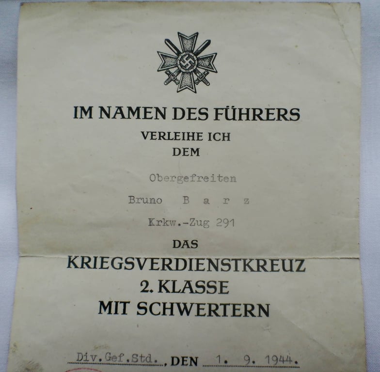 3 award citations to an Obergfreiten krfw.kp.291