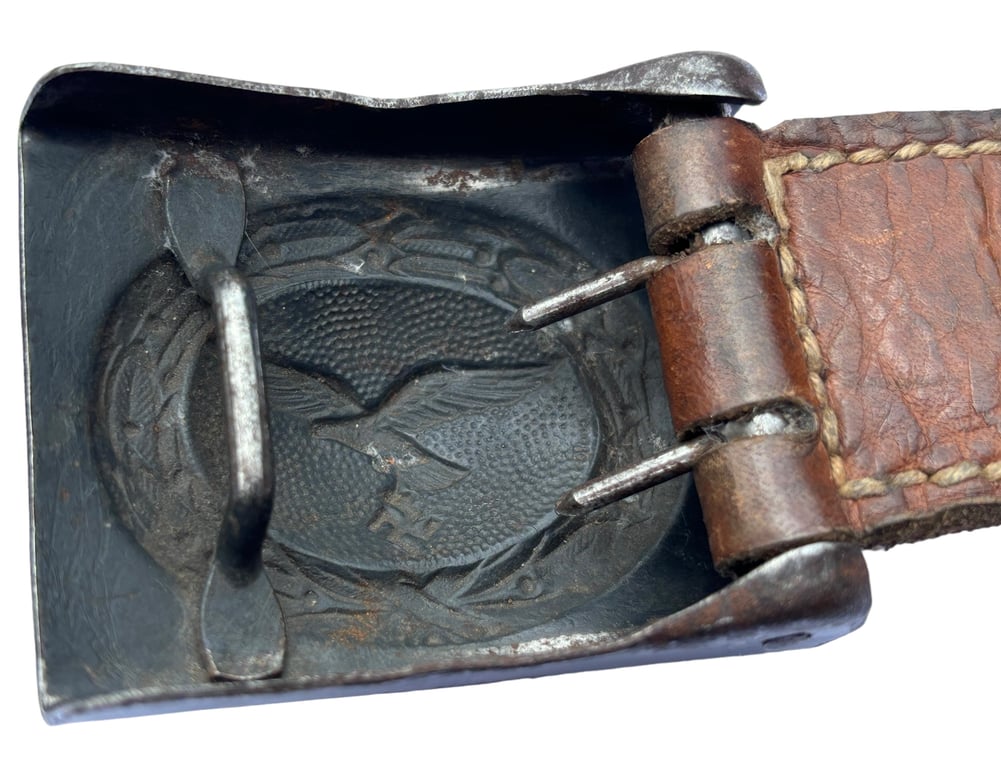 Luftwaffe dark brown leather tabbed belt buckle marked "Bruder Schneider Wien, 1940"