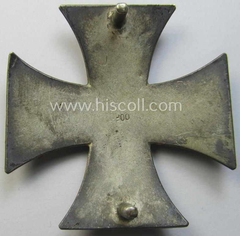 WWI-period Iron Cross 1st class (or: 'EK 1. Klasse') being a typical non-maker-marked example that comes mounted onto its (unusual!) and functional 'screw-back'- (ie. 'an der Schraube'-) set-up