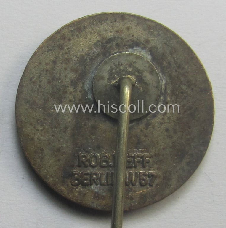Colourful enamelled, TR-period membership-badge (ie. 'Mitgliedsabzeichen') as was intended to signify membership within the: 'Reichsverband des Wirtschaftsleiter o. VELA'), being a neatly maker- (ie. 'Rob. Neff'-) marked example