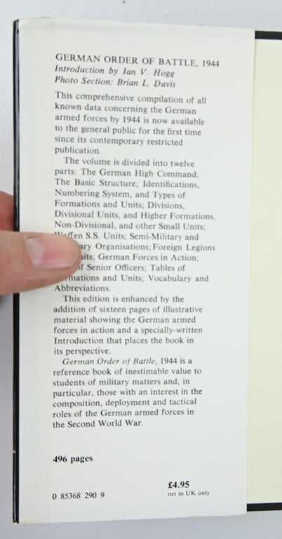 German Book 'German order of battle, 1944: the regiments, formations and units of the German ground forces