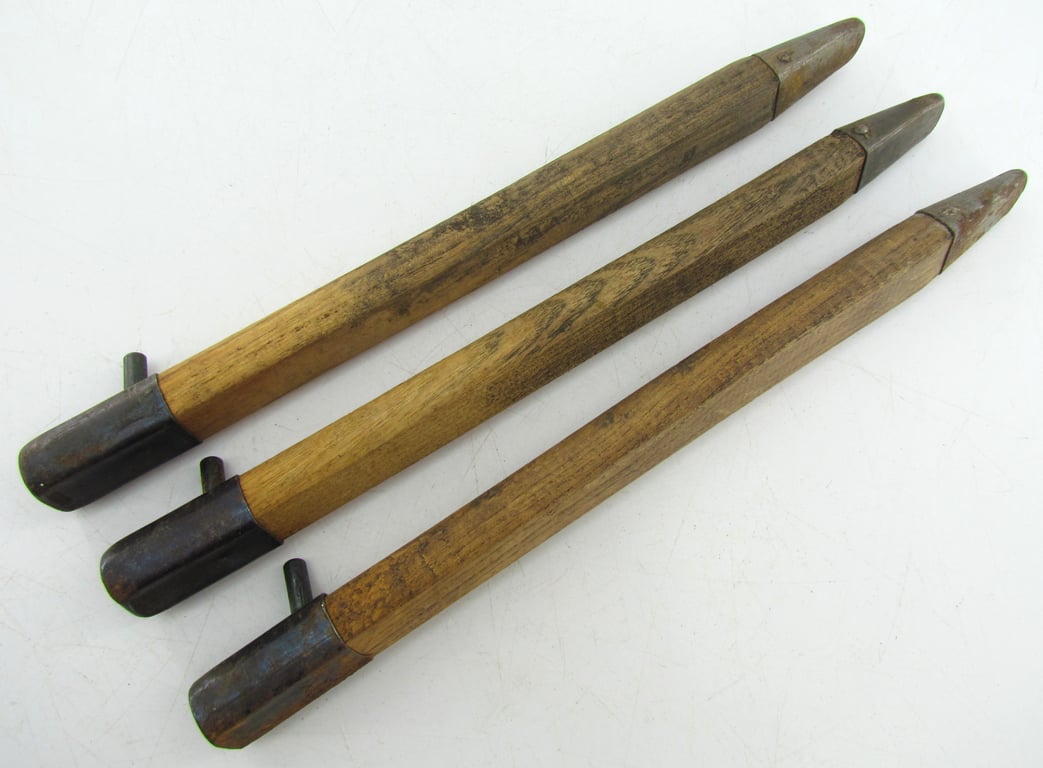 Pre war matching set of 3 wooden tent pegs