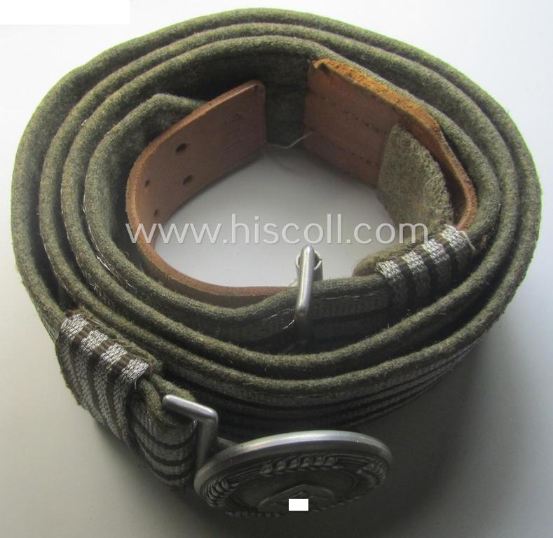 RAD (ie. 'Reichsarbeitsdienst') 'standard-pattern', officers'-dress-model aluminium-based belt-buckle and accompanying 'brocade'-based belt (ie. 'Paradefeldbinde für Offiziere des Reichsarbeitsdienstes')