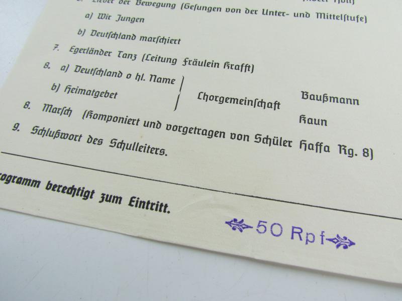 Program For a Performance in a School for the Benefit of the WHW ( Winterhilfswerk )