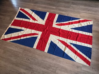 WWII BRITISH STAMPED PANEL STITCHED PATRIOTIC UNION JACK...