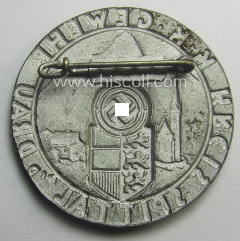 Unusual, silver-toned- (and partly enamelled): 'Veranstaltungsabzeichen des Standschützenverbandes Tirol-Vorarlberg' depicting the text: 'K.K. Gewehr - Kreis Spittal a.d. Drau'