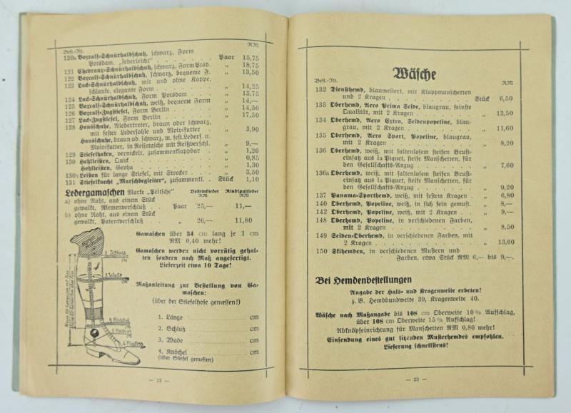 German Luftwaffe Clothing Price List Nr. 11 Booklet