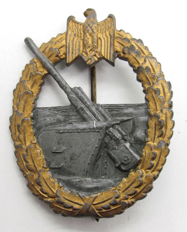 Kriegsmarine coastal artillery war badge by Steinhauer & Lück
