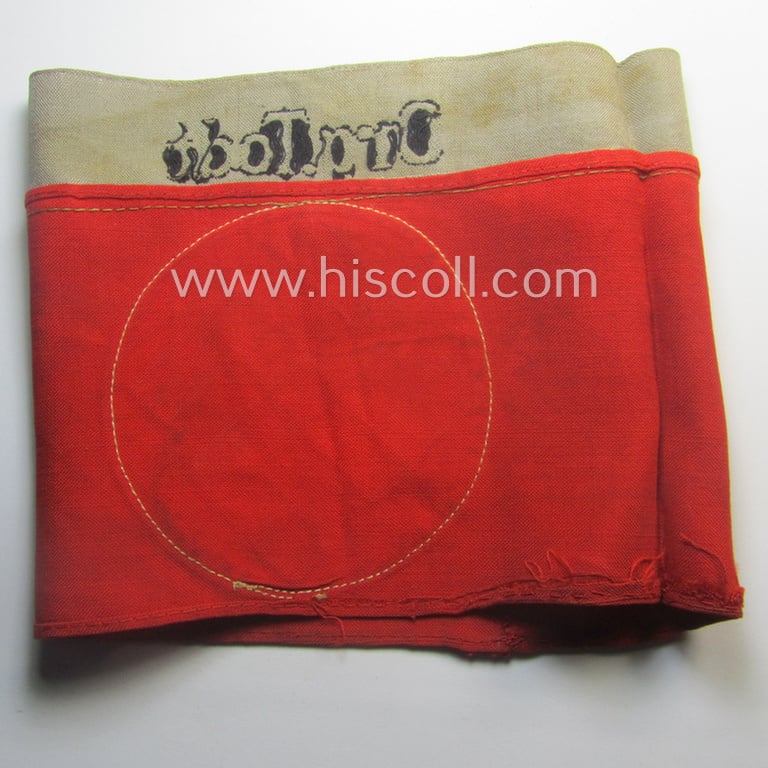 Superb, OT (ie.: 'Organisation Todt') EM- (ie. NCO-) pattern cuff-title (ie. 'Ärmelband für Mannschaften u. Uffz.') combining a swastika- and 'Org.Todt'-cuff-title