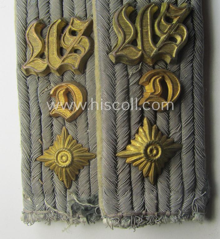 Moderately worn pair of neatly 'cyphered', WH (Heeres) officers'-type shoulderboards as was intended for usage by an: 'Oberleutnant der Infanterie-Trpn. u. Mitglied der Unteroffizierschule Deggendorf'