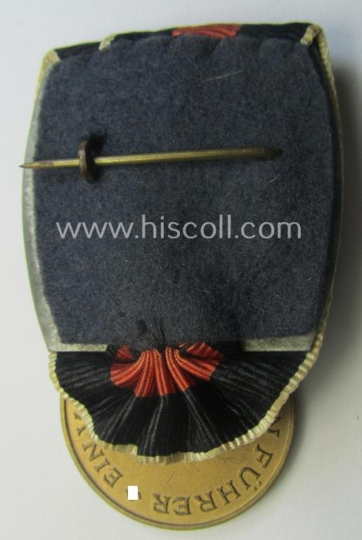 'Einzelspange' (ie. single-pieced medal-bar) showing a Czech 'Anschluss'- (ie. occupation-) medal: '1 October 1938'