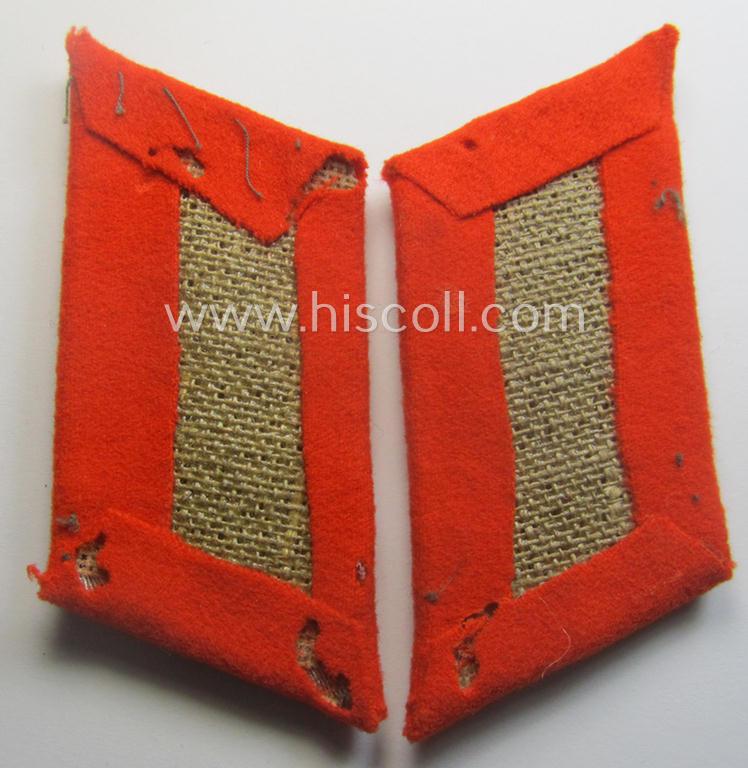 Pair of WH (Heeres) officers'-type, so-called: 'Waffenrock'- (ie. dress-) collar-tabs (ie. 'Kragenspiegel') as was intended for an officer serving within an: 'Feldgendarmerie-Abts. o. Akademie'