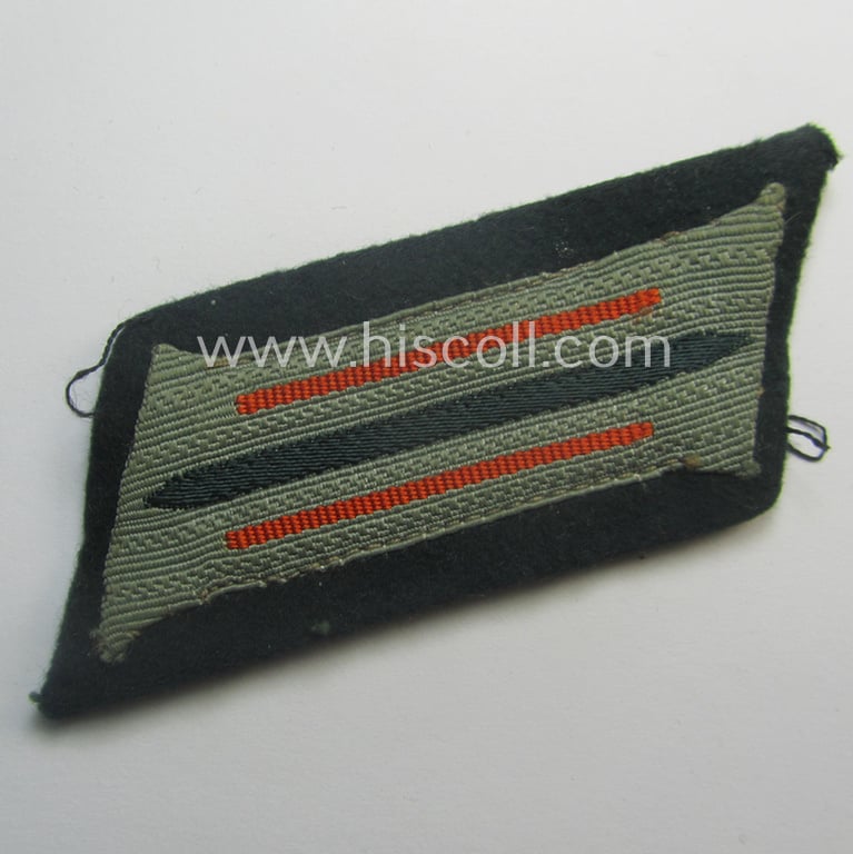 Fully matching pair of pre- (ie. early-war-) period WH (Heeres) 'M36' (ie. 'M40'-) type collar-patches (ie. 'Einheitskragenspiegel') as piped in the bright-orange-coloured branchcolour as intended for usage by a: 'Soldat der Feldgendarmerie-Trpn.'