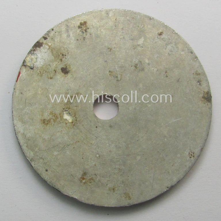 Neat - and fairly unusually seen! - WWII- (ie. TR-) period, so-called: license-plate-plaque, being a bright-red-coloured- and/or aluminium-based example that shows the superimposed text: 'Der Landrat des Kreises - Kleve'