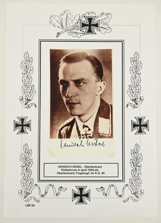 Signature of Luftwaffe KC Recipient 'Heinrich Südel'