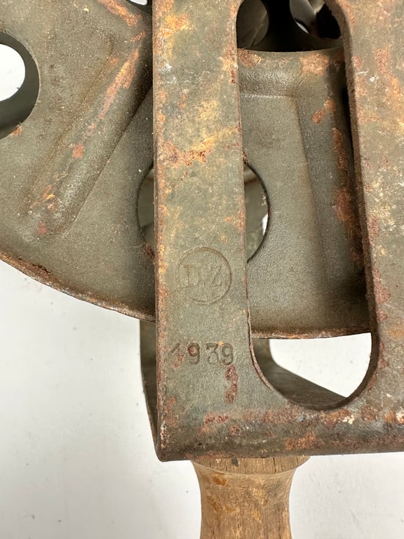 Original German WWII Big Hand Held Cable Reel With Wire Dated 1939 "DZ"