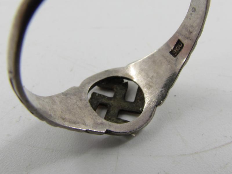 NSDAP Swastika Ring Silver Nazi Party Member