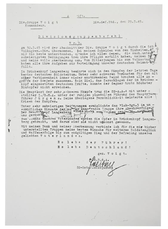 Signature of Waffen-SS KC Recipient 'Heinz Jürgens'