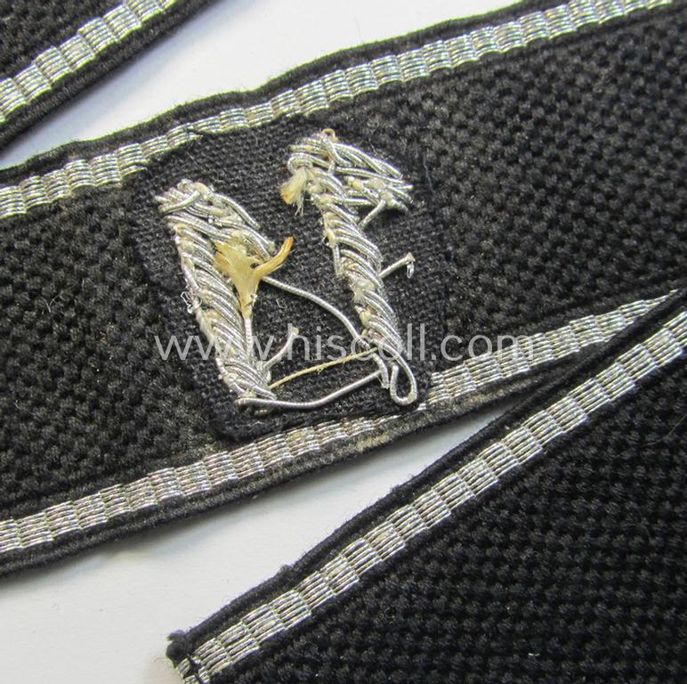Attractive, Allgemeine-SS officers'-pattern cuff-title (ie. 'Ärmelstreifen für Führer') being a typical hand-embroidered example as was intended for a member serving within the: 'SS-Standarte 11' named: "Otto Planetta"