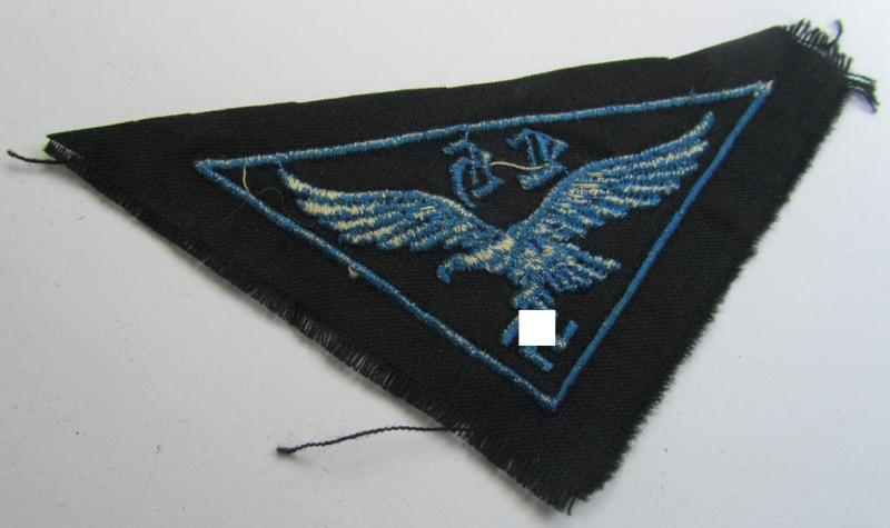 Neat, WH (Luftwaffe- ie. Hitlerjugend-) related, machine-embroidered breast-badge (ie. eagle-device) as was specifically intended for usage by a: 'Flakhelfer' (ie. later-war-period, youthfull, anti-aircraft staff-member)