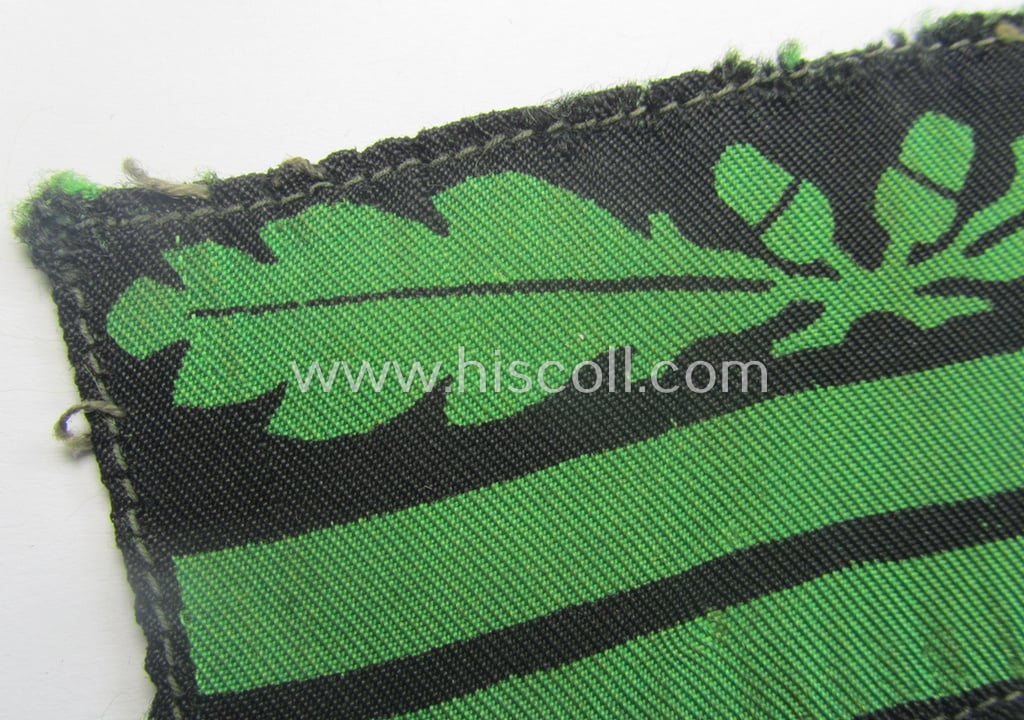 Attractive - clearly used albeit regrettably single! - officers'-pattern, WH (Heeres o. Waffen-SS) rank-insignia-bar (for usage on the camouflaged-uniforms) as used by an officer holding the rank of: 'Oberleutnant' (ie.: 'SS-Obersturmführer')