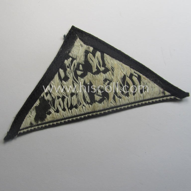 'HJ' ('Hitlerjugend') ie. 'BDM' ('Bund Deutscher Mädel'-) district-triangle (ie. 'Gebietsdreieck') entitled: 'West Moselland' being a moderately used- ie. worn example that misses its paper-based 'RzM'-etiket