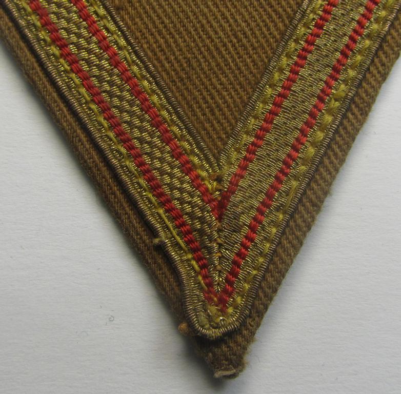 Attractive - and actually scarcely encountered! - piece of SA- (ie. 'Sturmabteilungen') related arm-insignia, being a so-called: 'Ehrenwinkel für Altgediente Kämpfer o. Angehörigen der SA' (ie. honor-chevron for old campaigners)