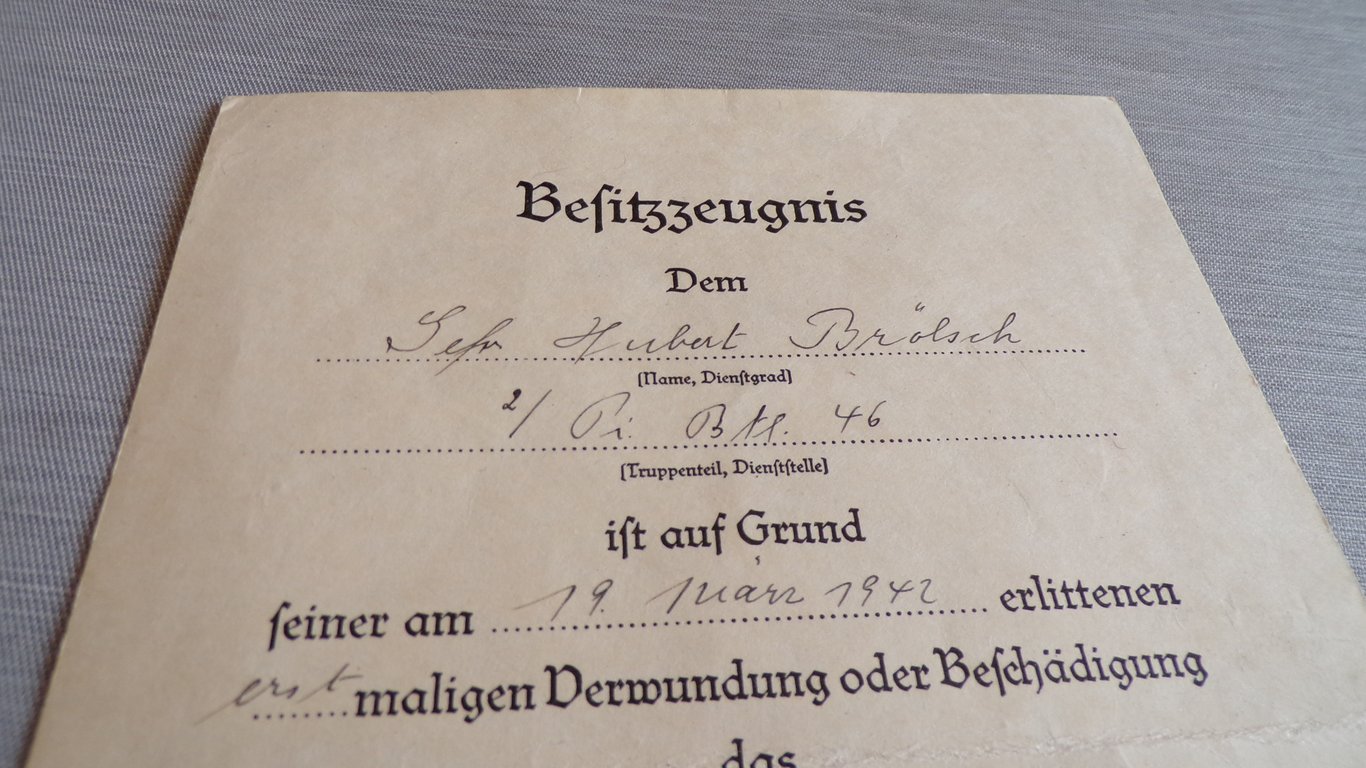 Black Wound Badge with Award Document