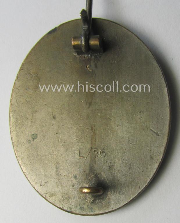 Maker- (ie. 'L/56'-) marked example of a silver-class wound-badge (or: 'Verwundeten-Abzeichen in Silber') by: 'Funcke & Brüninghaus'