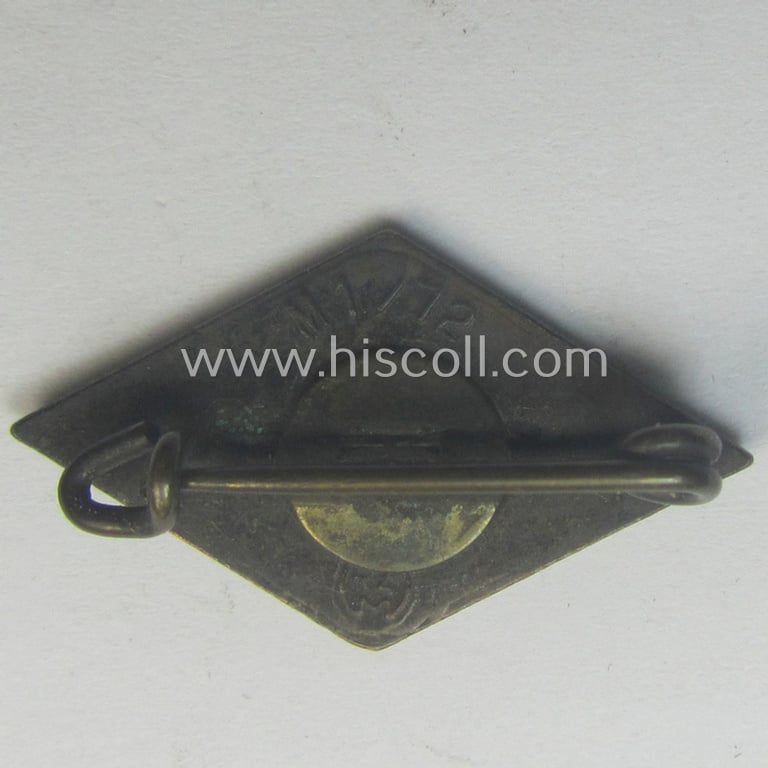 HJ (ie. 'Hitlerjugend') enamelled lapel-pin (ie.: 'Raute') with a: 'RzM-M1/72'-makers'-designation