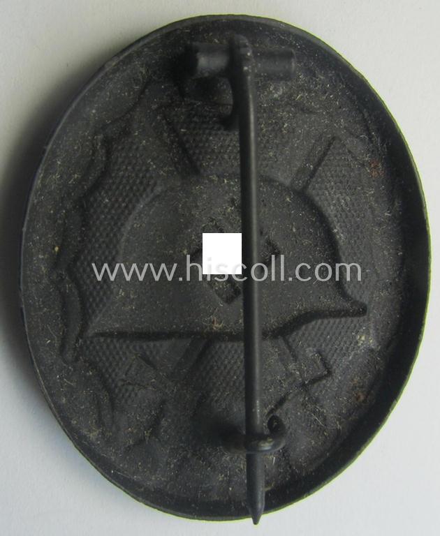 Hardly used- nor worn, black-class wound-badge (or: 'Verwundeten-Abzeichen in Schwarz') being a typical magnetic and/or non-maker-marked example