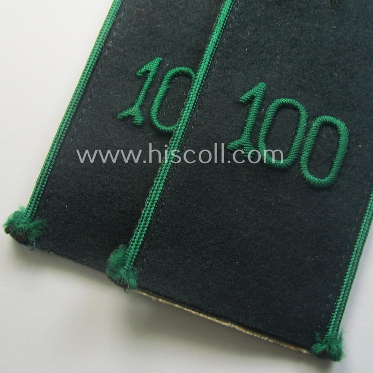 Pair of WH (Heeres) EM-type (ie. 'M40-pattern- and/or 'rounded styled') neatly 'cyphered' (tailor-made) shoulderstraps as was intended for usage by a: 'Soldat des Gebirgsjäger-Rgts. 100'