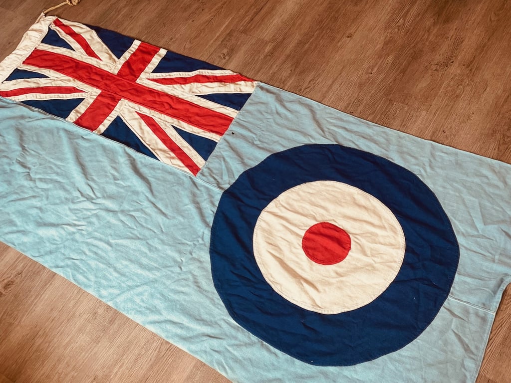 AUTHENTIC PANEL STICHED BRITISH WARTIME WW2 RAF STATION FLAG.