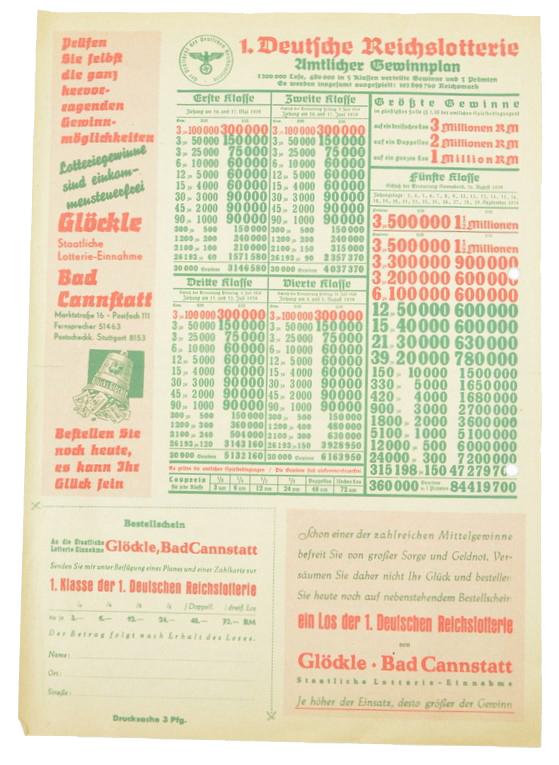 German Third Reich Lotterie Flyer