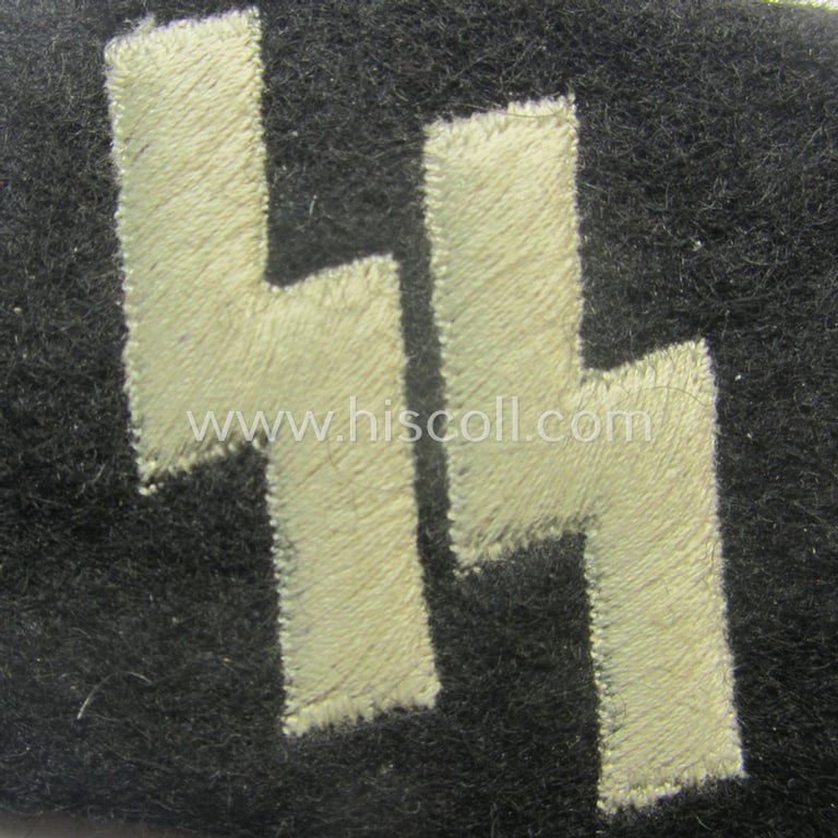 Stunning - and just minimally used! - Waffen-SS - so-called: 'RzM'-styled, enlisted-mens'- (ie. NCO-) type so-called: 'runes'-collar-tab as was intended for usage by the soldiers (ie. NCOs) of the Waffen-SS throughout the war