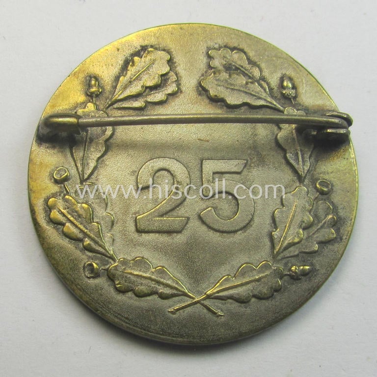 Unusally seen, 'Reichsnährstand'- (ie. 'RNSt.'-) related loyal-service brooch ('Brosche' or: 'Ehrenzeichen des Landesbauernschaft Kurhessen') being a non-maker-example showing the text: 'Reichsnährstand - für 25 Jahre Treue Dienste'